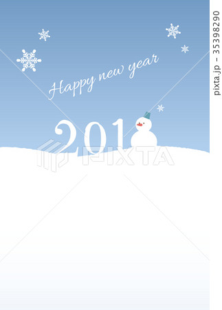 2018年賀テンプレート 雪だるま 2018年賀テンプレート 雪だるま 35398290