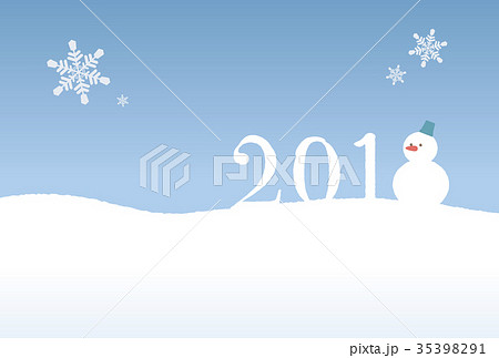 2018年賀テンプレート 雪だるま 2018年賀テンプレート 雪だるま 35398291