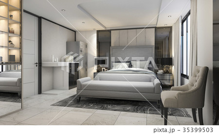 modern luxury bedroom suite in hotel with decor modern luxury bedroom suite in hotel with decor 35399503