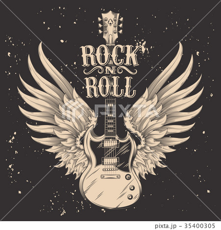 monochrome illustration of an electric guitar monochrome illustration of an electric guitar 35400305