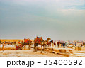 Camel near the ancient pyramid in Cairo, Egypt 35400592