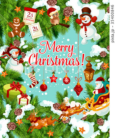 Christmas winter holidays vector greeting card 35400846