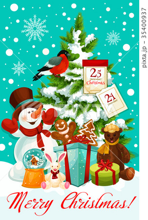 Winter Christmas holiday snowman vector greeting Winter Christmas holiday snowman vector greeting 35400937