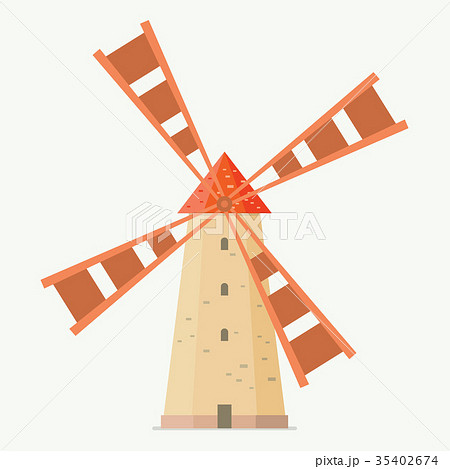 Rural windmill in flat style 35402674