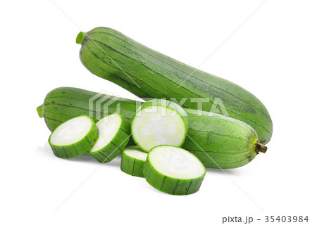 fresh green sponge gourd or luffa with slice fresh green sponge gourd or luffa with slice 35403984