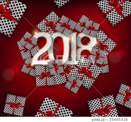 Happy new year 2018 greeting card Happy new year 2018 greeting card 35405316