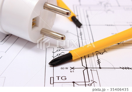 Screwdriver and electric plug on drawing 35406435
