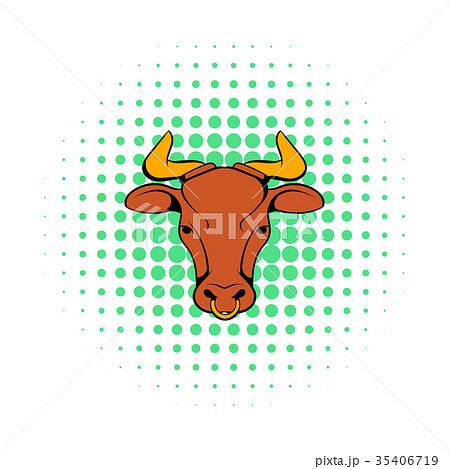 Head of Indian cow icon, comics style 35406719