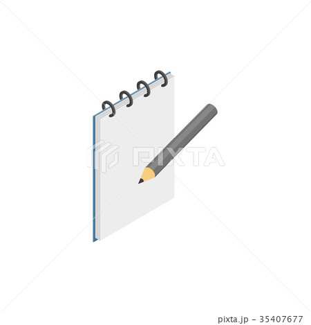 Sketchbook with pencil icon, isometric 3d style Sketchbook with pencil icon, isometric 3d style 35407677