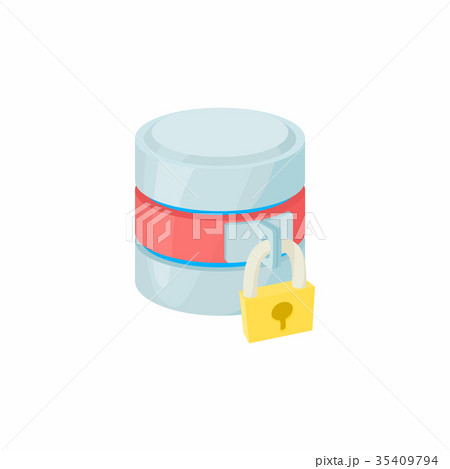 Secured database icon, cartoon style 35409794