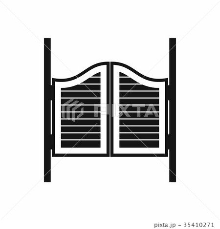 Doors in western saloon icon, simple style 35410271