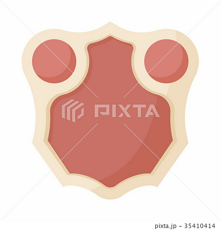 Shield with leather design icon, cartoon style Shield with leather design icon, cartoon style 35410414