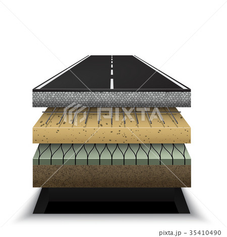 section of asphalt road Pavement layers section of asphalt road Pavement layers 35410490