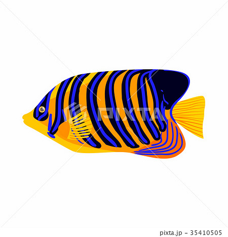 Zebrasoma fish icon, cartoon style 35410505