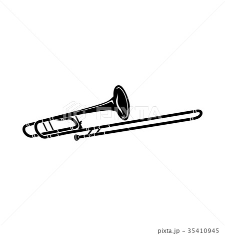 Trombone Music Instrument Icon Black Simple Styleのイラスト素材
