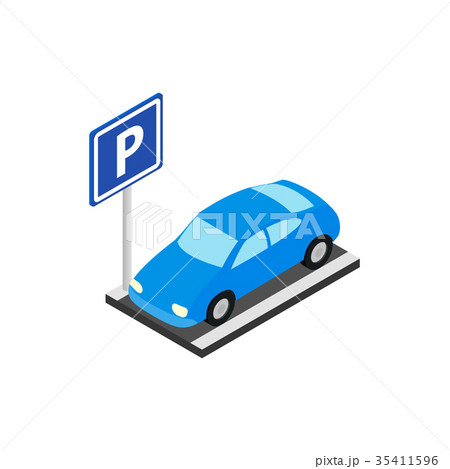 Street parking icon, isometric 3d style Street parking icon, isometric 3d style 35411596