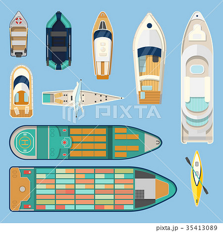 Top view on isolated boats or ships 35413089