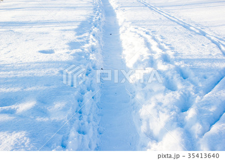 Winter trail, the road in the snow Winter trail, the road in the snow 35413640