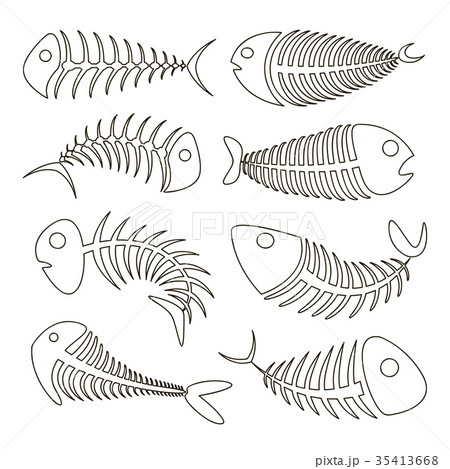 Fishbone set icons Fishbone set icons 35413668