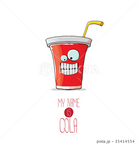 vector funny cartoon cute red party paper cola cup 35414554