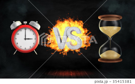 3d rendering a large flaming word VS stands 35415381