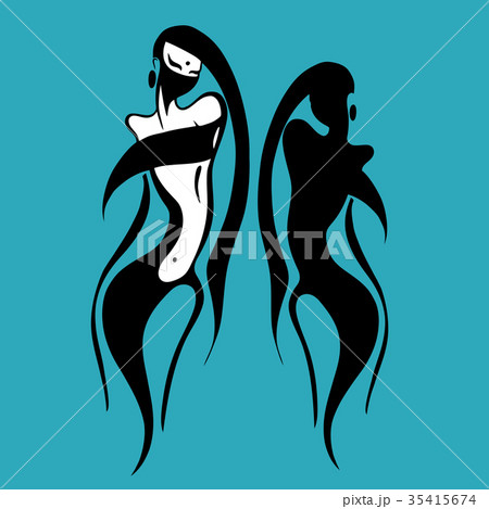 Eastern woman Silhouette. Hand drawn Vector Eastern woman Silhouette. Hand drawn Vector 35415674