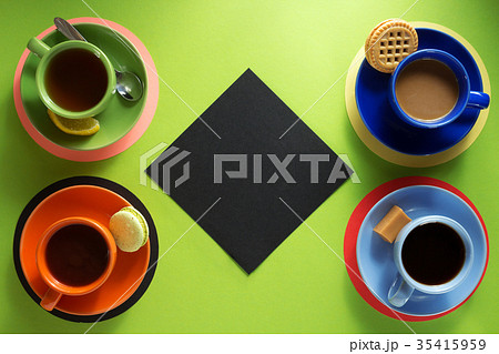 cup of coffee and tea at paper background cup of coffee and tea at paper background 35415959