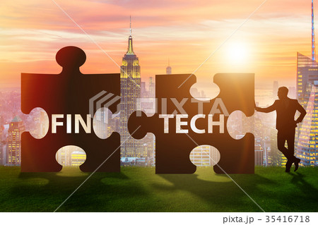 Fintech financial technology concept with puzzle Fintech financial technology concept with puzzle 35416718