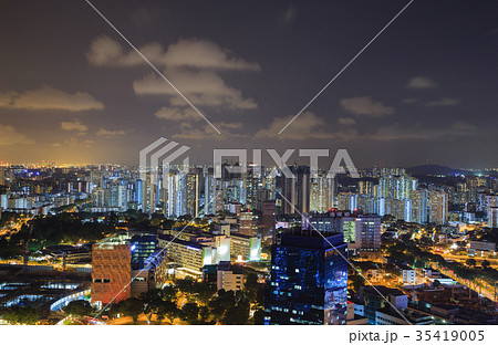 cityscape of Singapore city at night 35419005