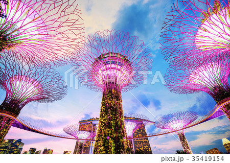 Gardens by the bay at twilight, Singapore 35419154