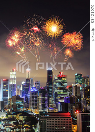 firework over cityscape of Singapore city at night firework over cityscape of Singapore city at night 35421070