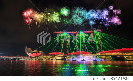 2018 Happy new year firework with city, singapore 2018 Happy new year firework with city, singapore 35421986