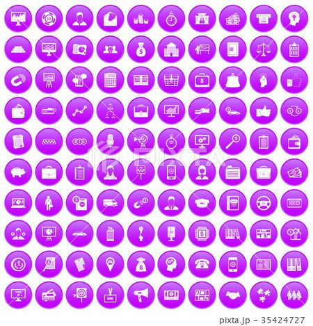 100 business group icons set purple 35424727