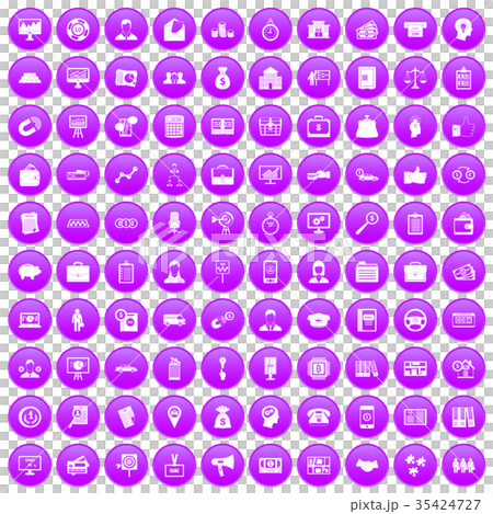 100 business group icons set purple 35424727