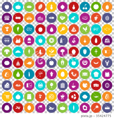 100 natural products icons set color 35424775