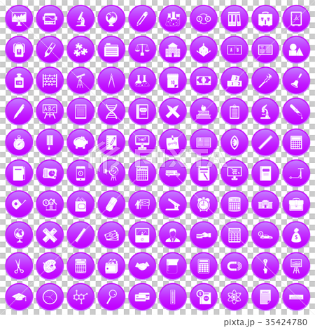 100 calculator icons set purple 35424780