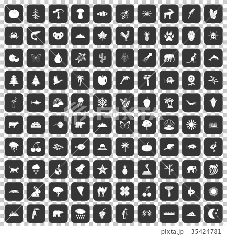 100 nature icons set black 35424781