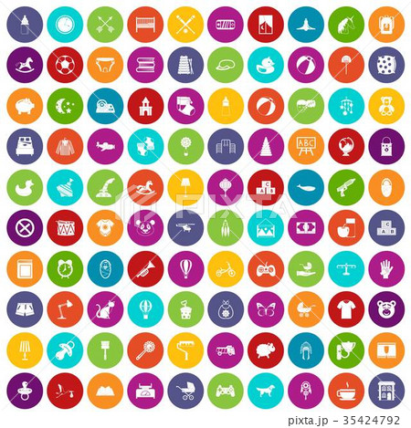 100 nursery icons set color 35424792