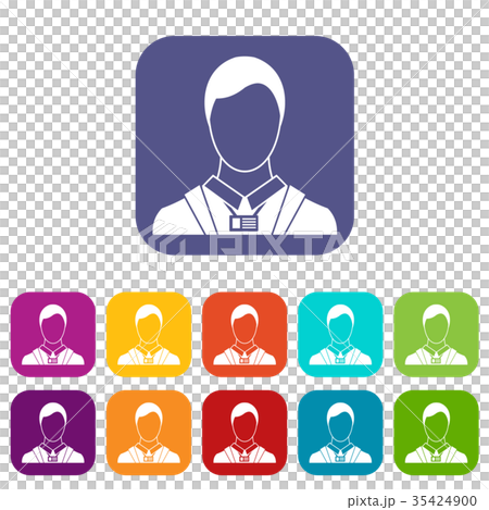Businessman with identity name card icons set 35424900