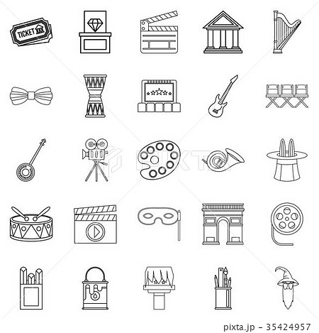 Exhibition icons set, outline style 35424957