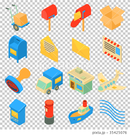 Poste service icons set, isometric style Poste service icons set, isometric style 35425076