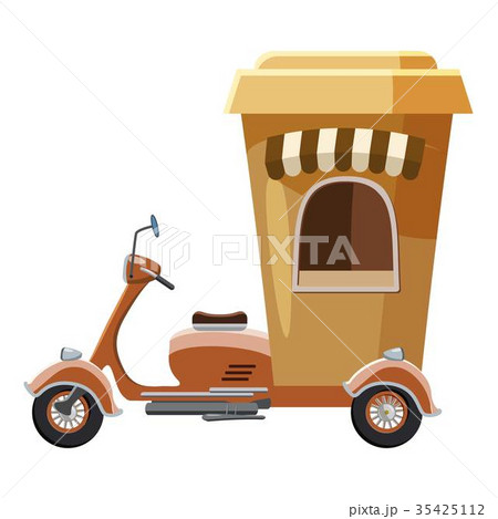 Moped mobile cafe icon, cartoon style Moped mobile cafe icon, cartoon style 35425112