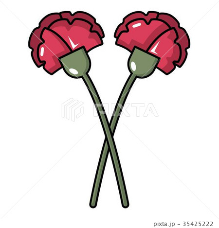 Two flowers on grave icon, cartoon style 35425222