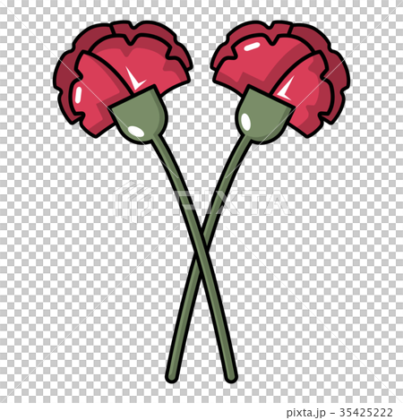 Two flowers on grave icon, cartoon style 35425222