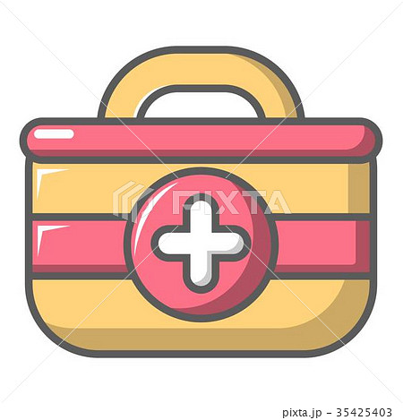 First aid bag icon, cartoon style 35425403