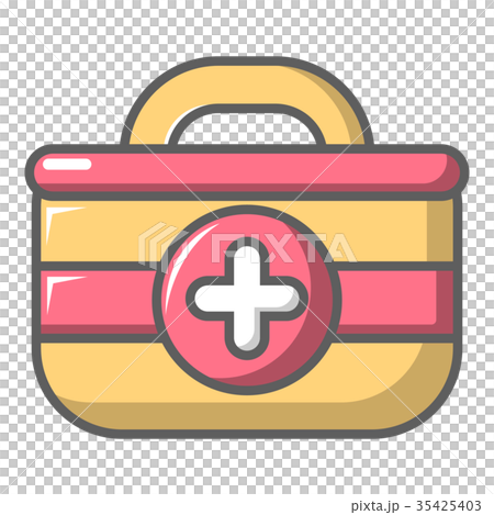 First aid bag icon, cartoon style 35425403