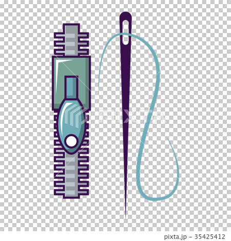 Zipper and needle icon, cartoon style Zipper and needle icon, cartoon style 35425412