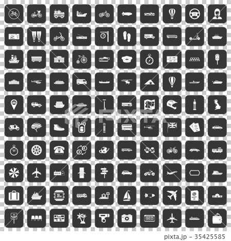 100 public transport icons set black 35425585