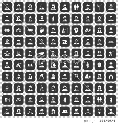 100 people icons set black 35425624