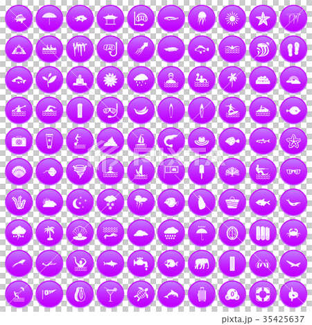 100 diving icons set purple 35425637